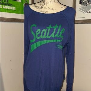 Junk Food Seattle Seahawks Blue thermal Women's Top Sz L